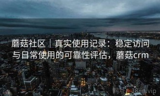 蘑菇社区｜真实使用记录：稳定访问与日常使用的可靠性评估，蘑菇crm