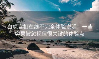 白虎自扣在线不完全体验说明：一些容易被忽视但很关键的体验点