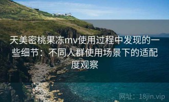 天美密桃果冻mv使用过程中发现的一些细节：不同人群使用场景下的适配度观察