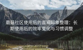 蘑菇社区使用后的直观印象整理：长期使用后的效率变化与习惯调整