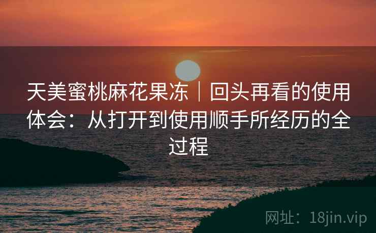 天美蜜桃麻花果冻｜回头再看的使用体会：从打开到使用顺手所经历的全过程